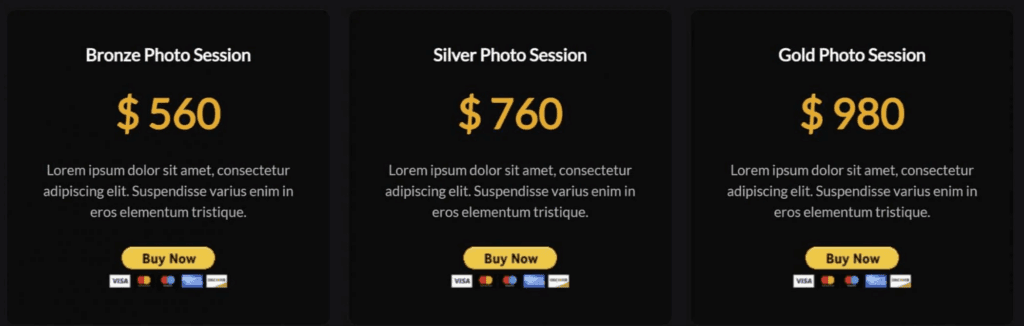 PayPal services pricing widget