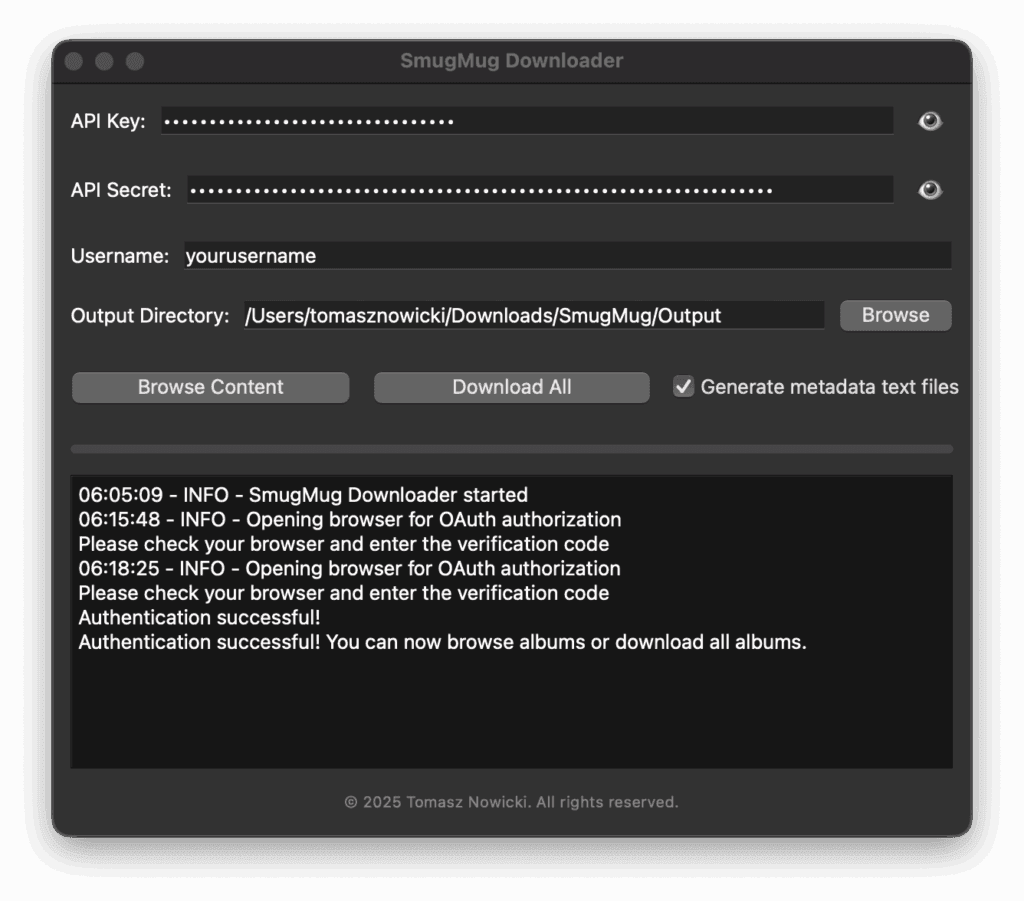SmugMug Downloader - download all or selected content
