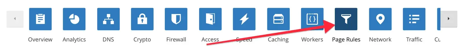 Cloudflare Page Rules navigation