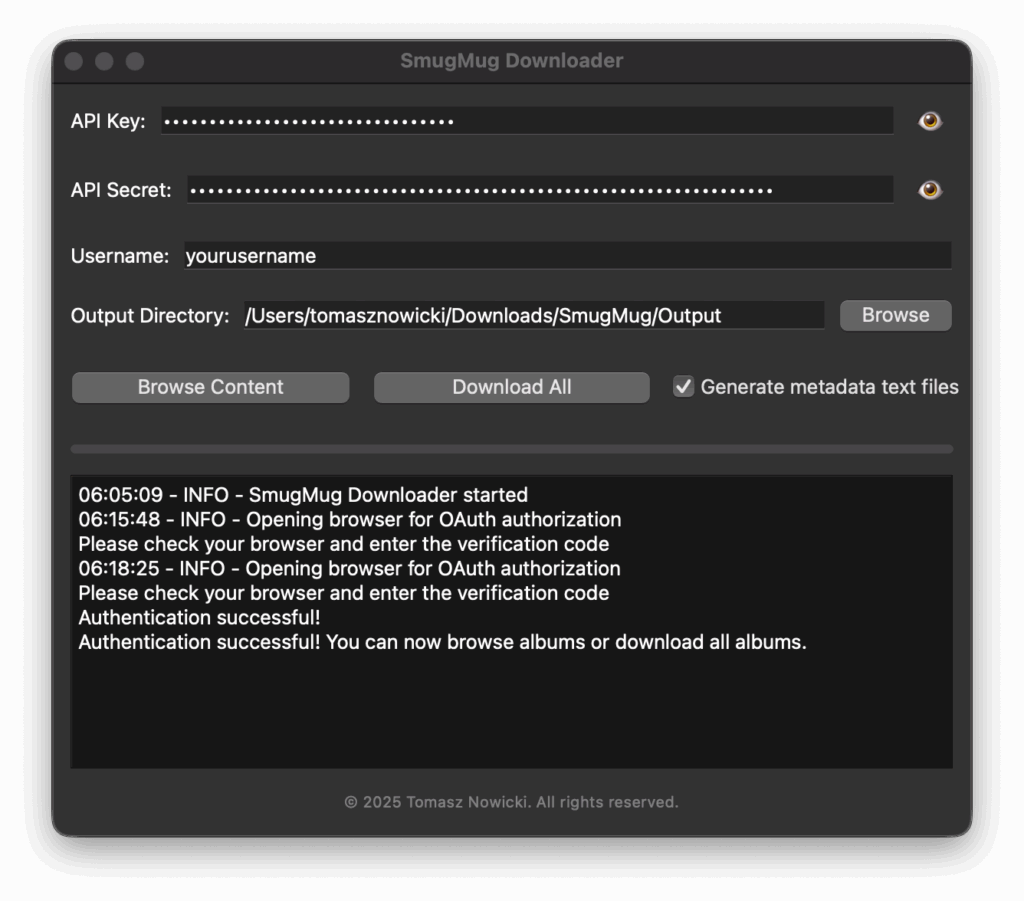 SmugMug Downloader - download all or selected content